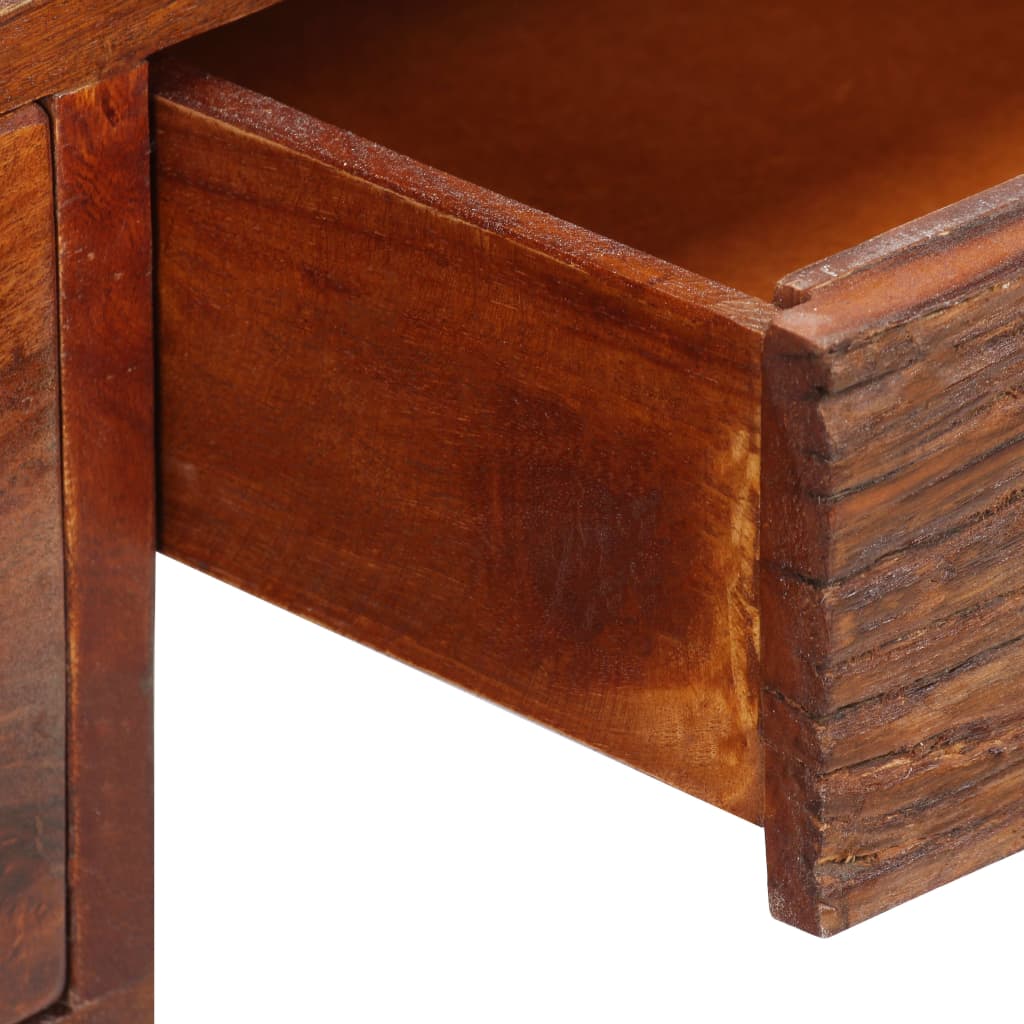 Bureau 117x50x76 cm massief acaciahout en echt leer is nu te koop bij PeponiXL, paradijselijk wonen!