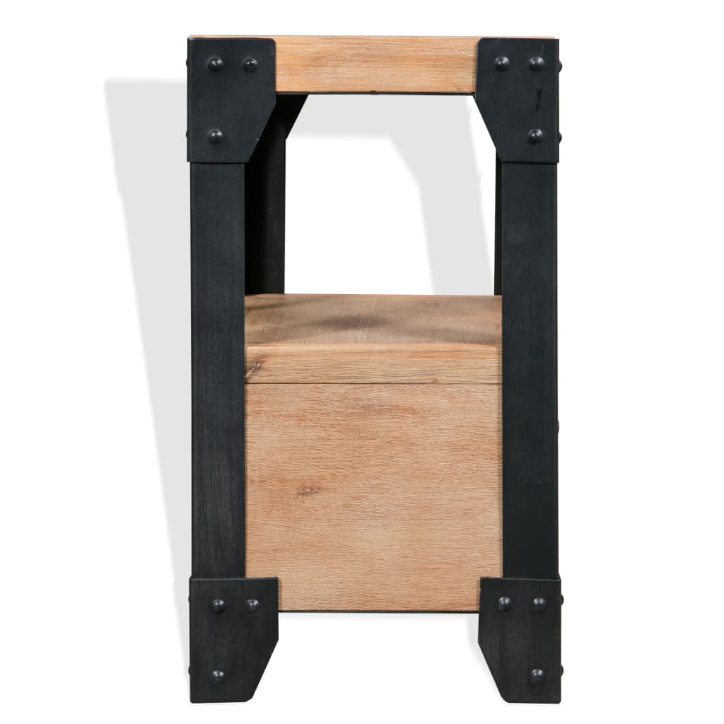 Nachtkastje 40x30x54 cm massief acaciahout staal is nu te koop bij PeponiXL, paradijselijk wonen!