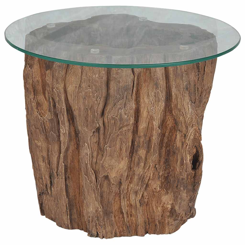 Salontafel 50x40 cm teakhout en glas is nu te koop bij PeponiXL, paradijselijk wonen!