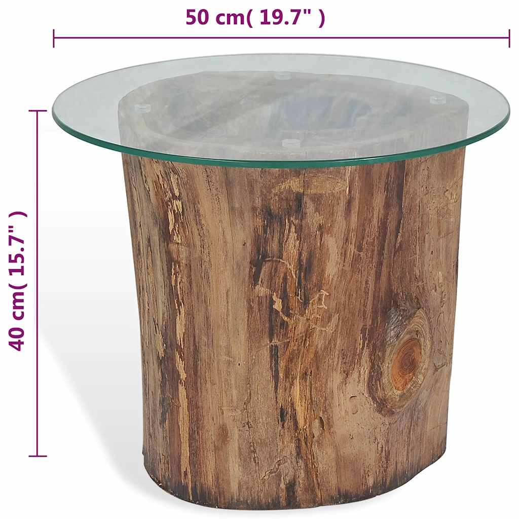 Salontafel 50x40 cm teakhout en glas is nu te koop bij PeponiXL, paradijselijk wonen!