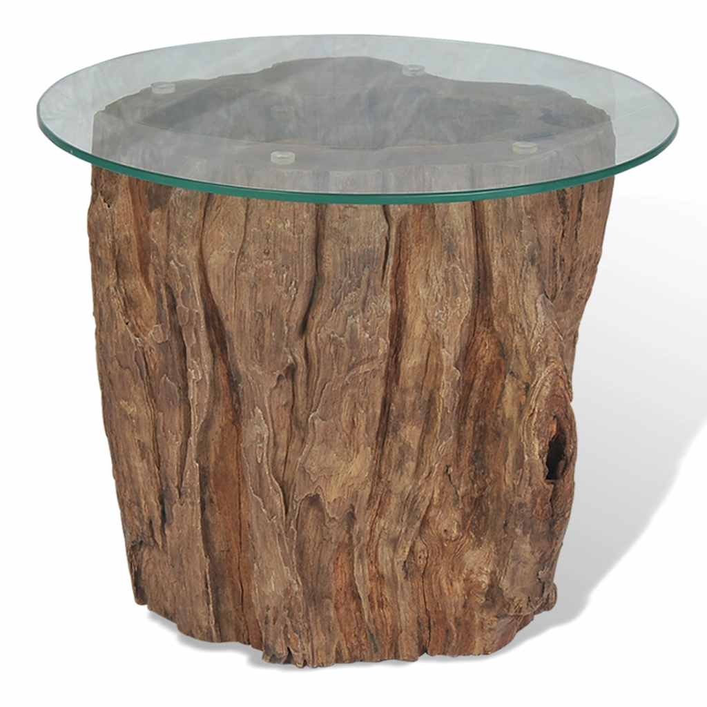 Salontafel 50x40 cm teakhout en glas is nu te koop bij PeponiXL, paradijselijk wonen!