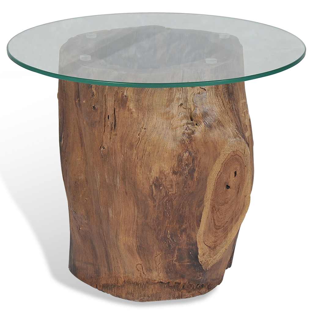 Salontafel 50x40 cm teakhout en glas is nu te koop bij PeponiXL, paradijselijk wonen!