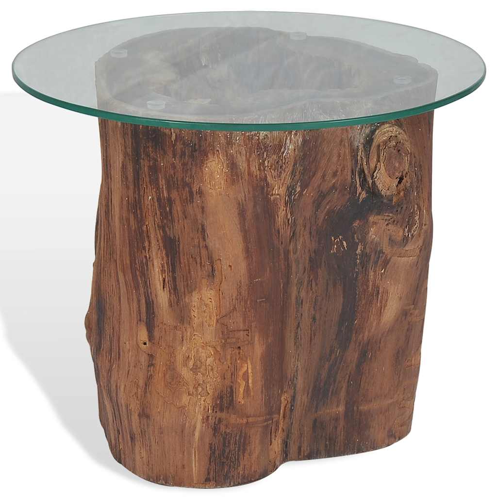 Salontafel 50x40 cm teakhout en glas is nu te koop bij PeponiXL, paradijselijk wonen!