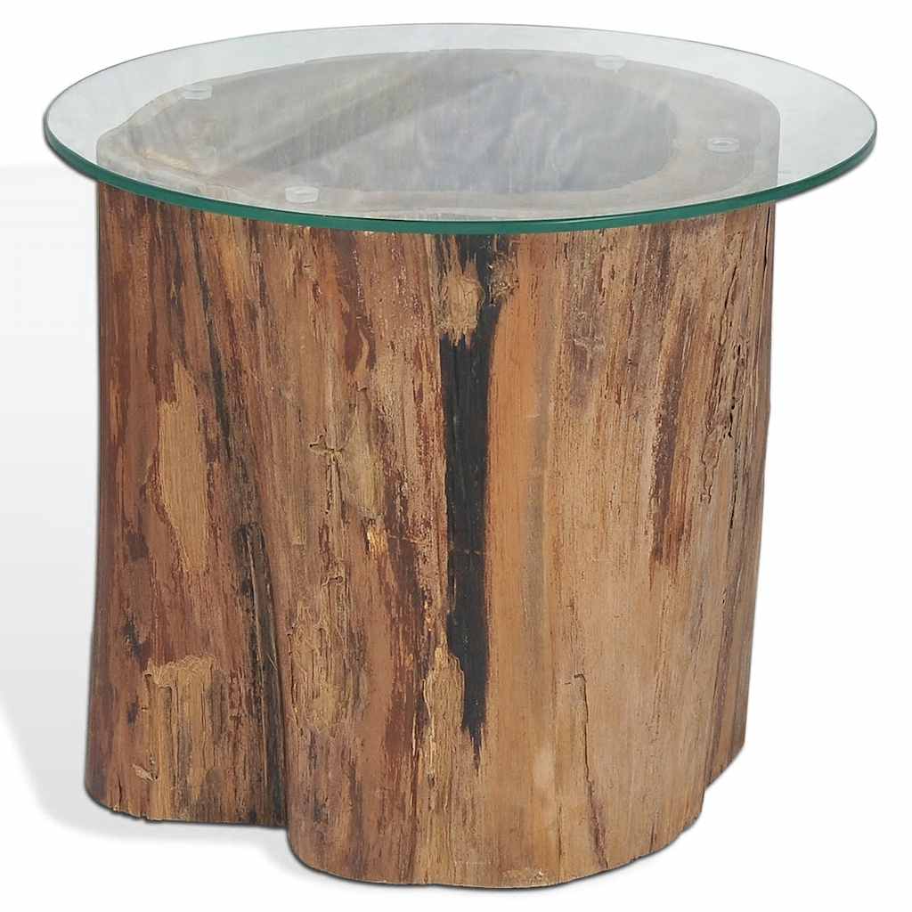 Salontafel 50x40 cm teakhout en glas is nu te koop bij PeponiXL, paradijselijk wonen!