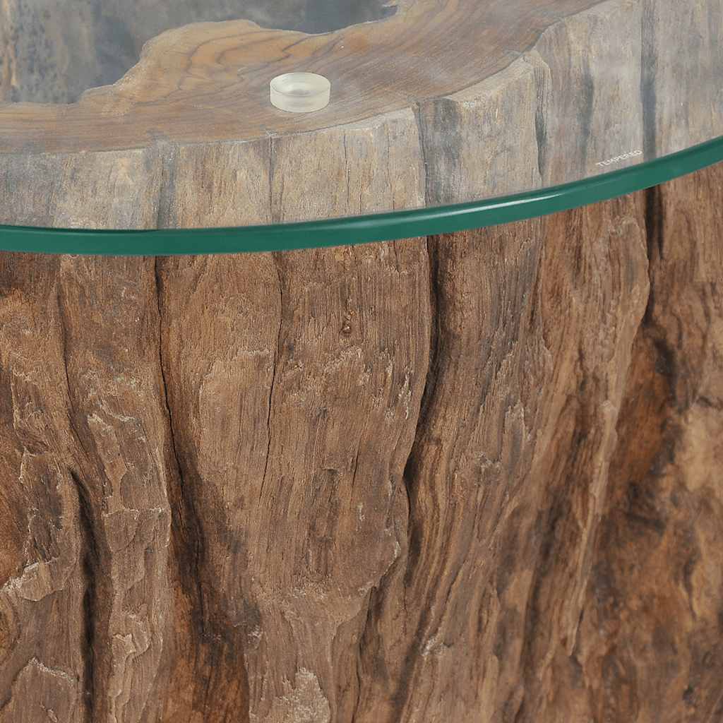 Salontafel 50x40 cm teakhout en glas is nu te koop bij PeponiXL, paradijselijk wonen!