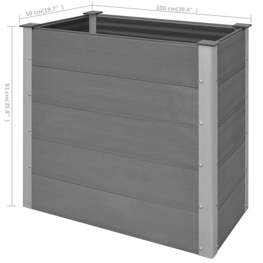 Plantenbak verhoogd 100x50x91 cm HKC grijs is nu te koop bij PeponiXL, paradijselijk wonen!