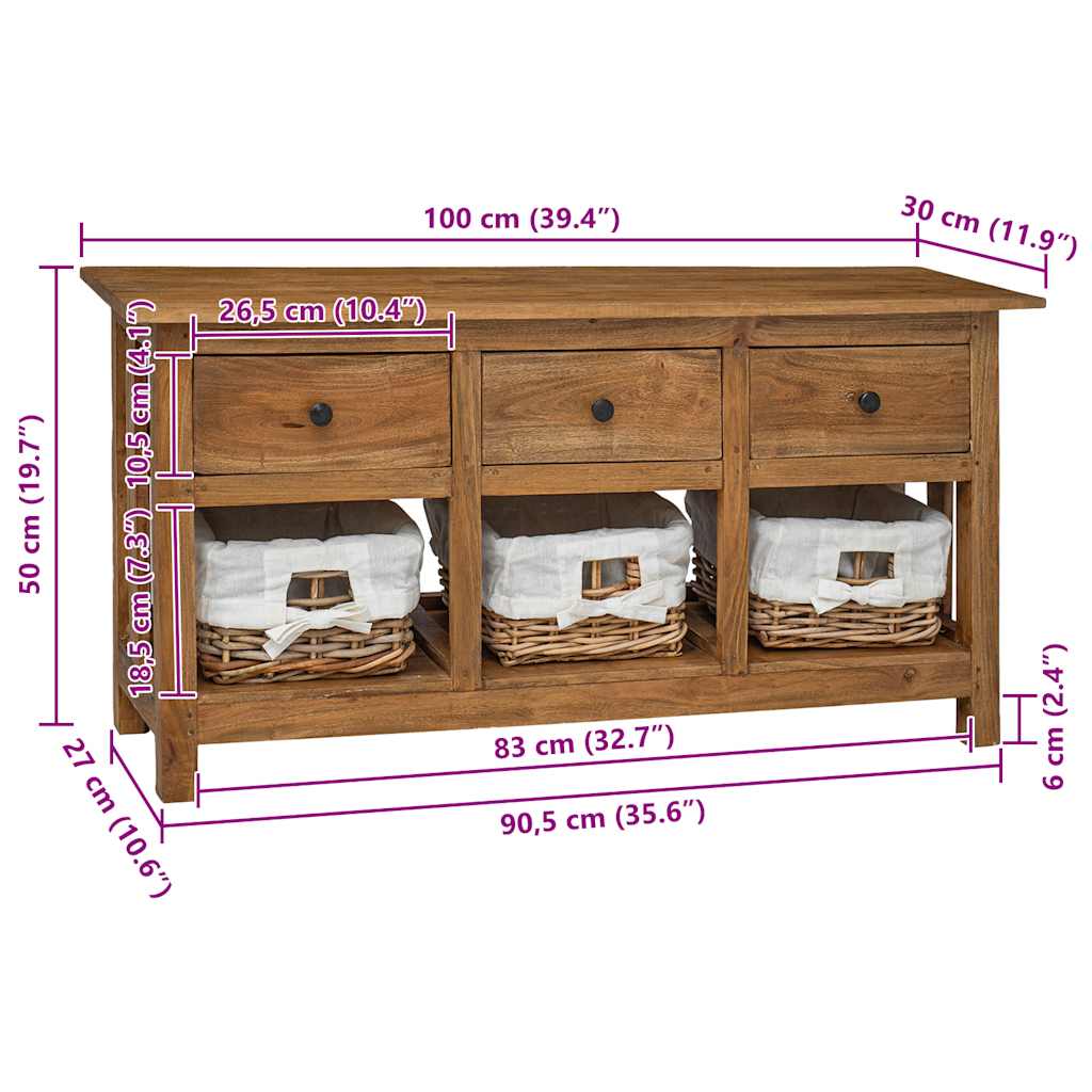 Dressoir 100x30x50 cm massief mahoniehout is nu te koop bij PeponiXL, paradijselijk wonen!