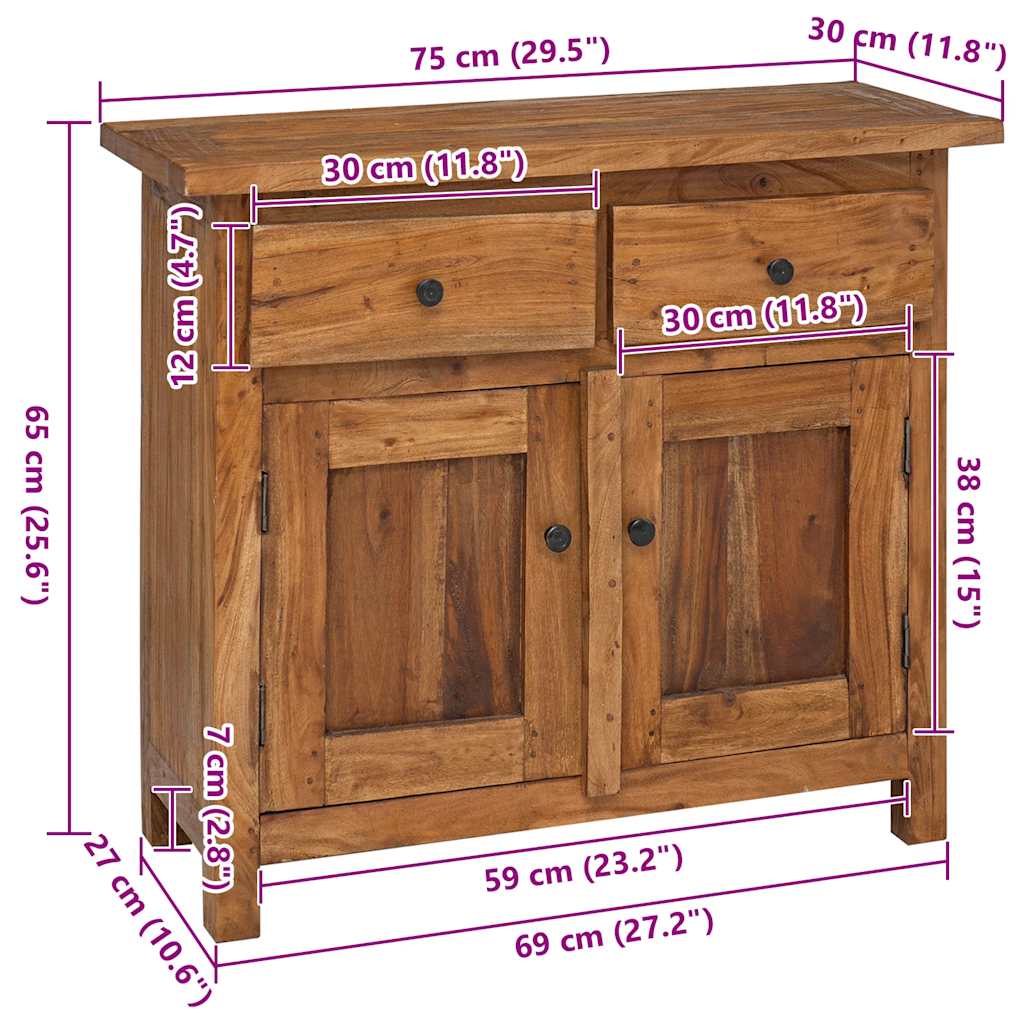 Dressoir 75x30x65 cm massief mahoniehout is nu te koop bij PeponiXL, paradijselijk wonen!
