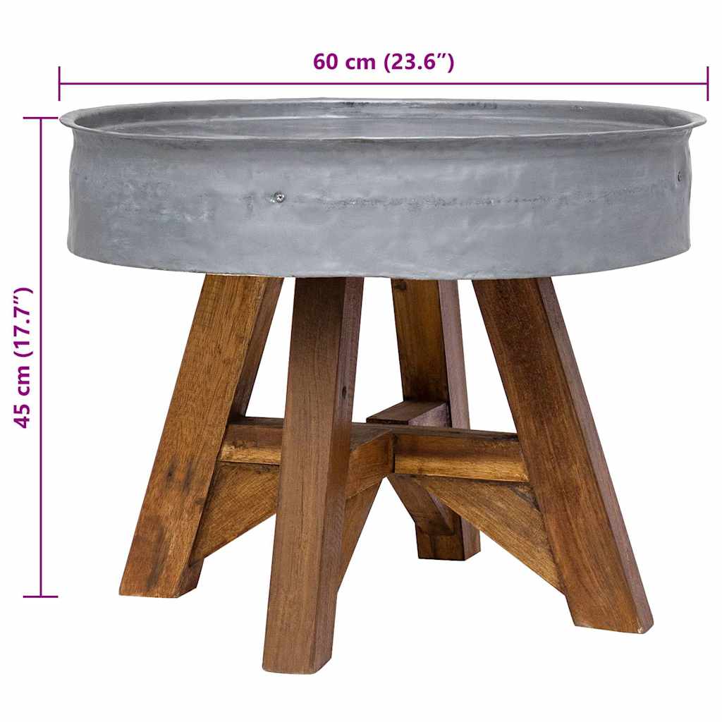 Salontafel 60x45 cm gemengd gerecycled hout zilver is nu te koop bij PeponiXL, paradijselijk wonen!
