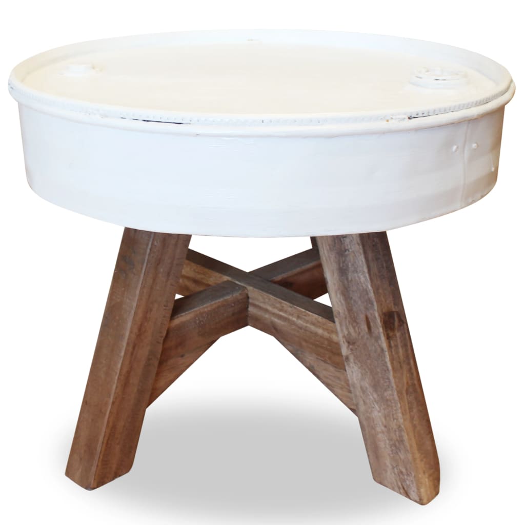Salontafel 60x45 cm massief gerecycled hout wit is nu te koop bij PeponiXL, paradijselijk wonen!