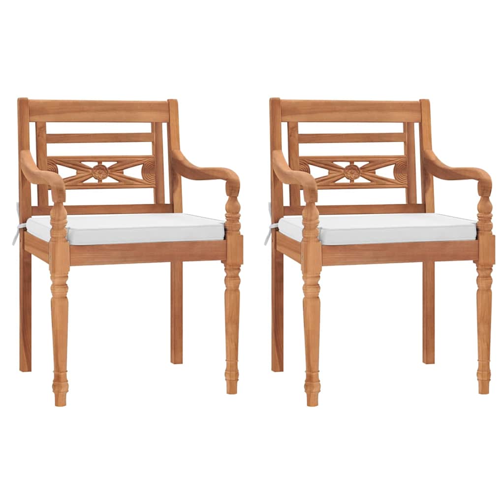 Stoelen Batavia 2 st met kussens massief teakhout is nu te koop bij PeponiXL, paradijselijk wonen!