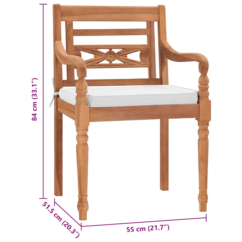 Stoelen Batavia 2 st met kussens massief teakhout is nu te koop bij PeponiXL, paradijselijk wonen!