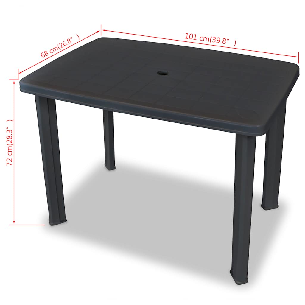 Tuintafel 101x68x72 cm kunststof antraciet is nu te koop bij PeponiXL, paradijselijk wonen!
