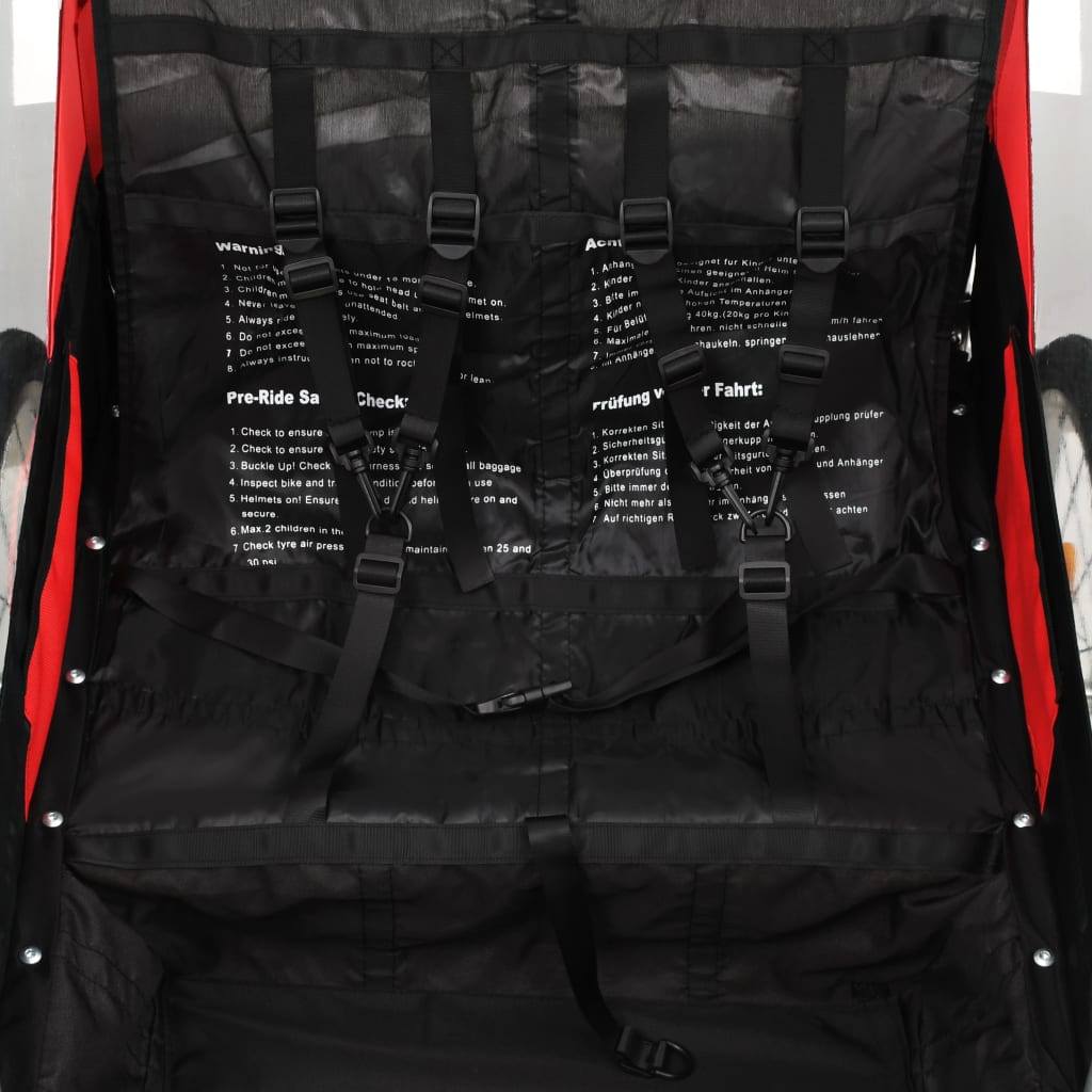 Fietstrailer en kinderwagen 2-in-1 zwart en rood is nu te koop bij PeponiXL, paradijselijk wonen!