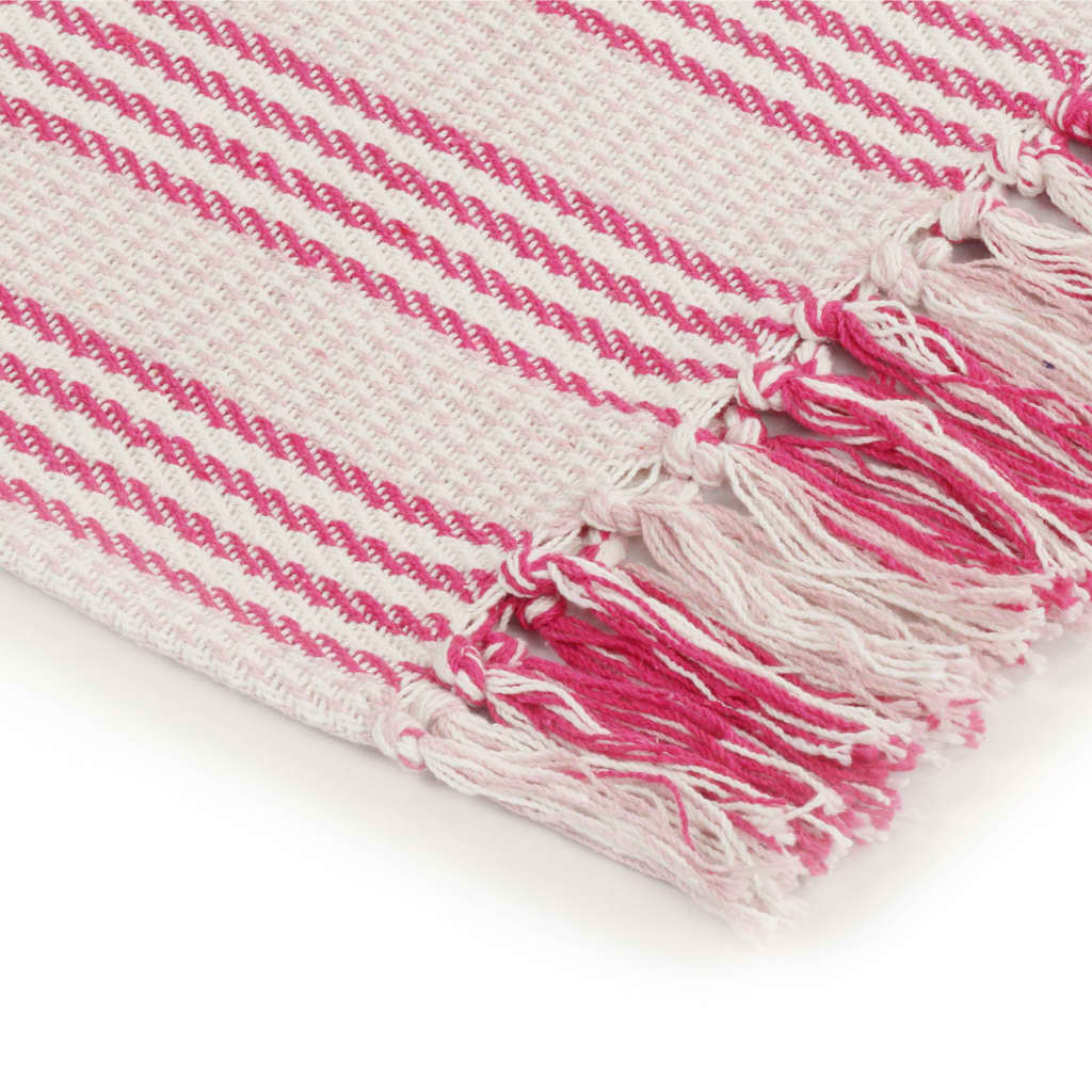 Plaid strepen 220x250 cm katoen roze en wit is nu te koop bij PeponiXL, paradijselijk wonen!