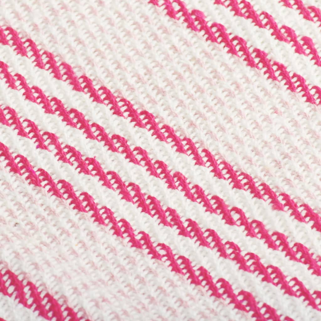 Plaid strepen 220x250 cm katoen roze en wit is nu te koop bij PeponiXL, paradijselijk wonen!