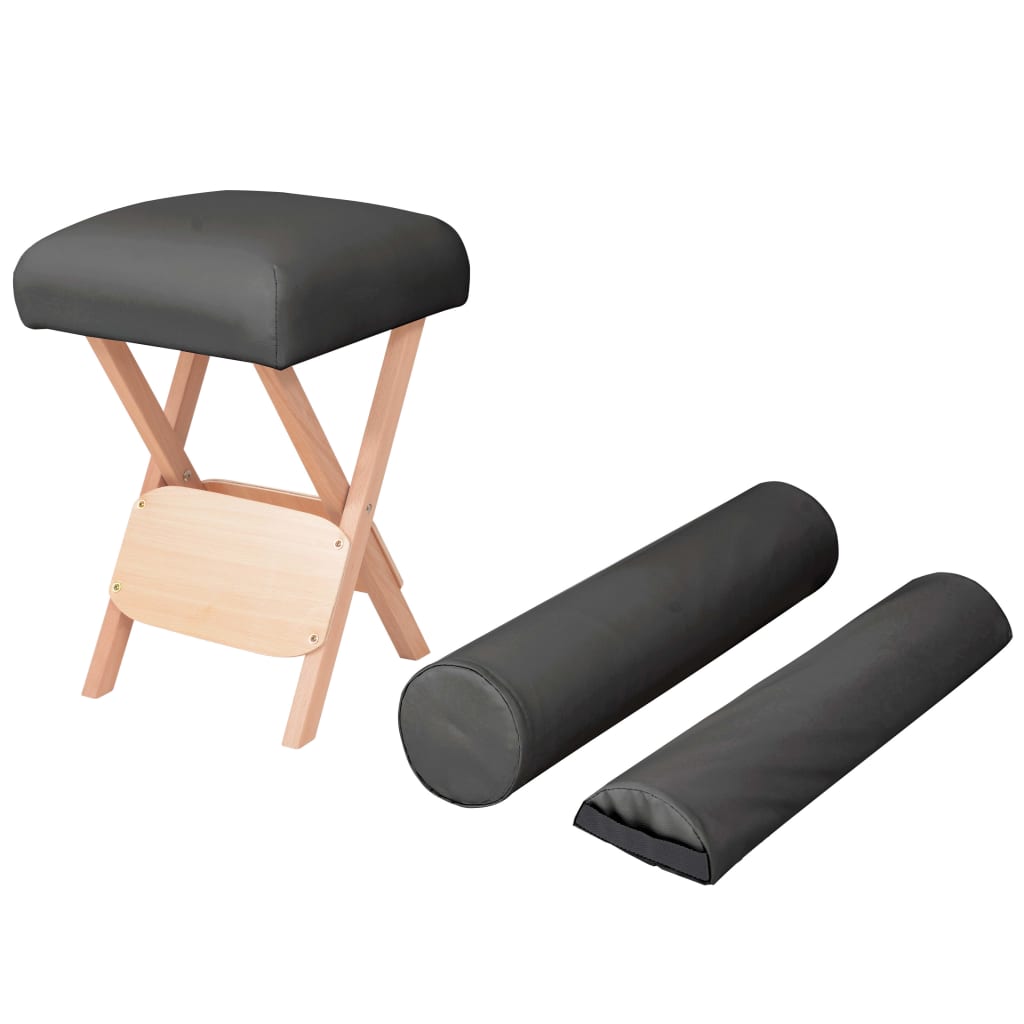 Massagekruk met 12 cm dikke zitting 2 bolsters inklapbaar zwart is nu te koop bij PeponiXL, paradijselijk wonen!