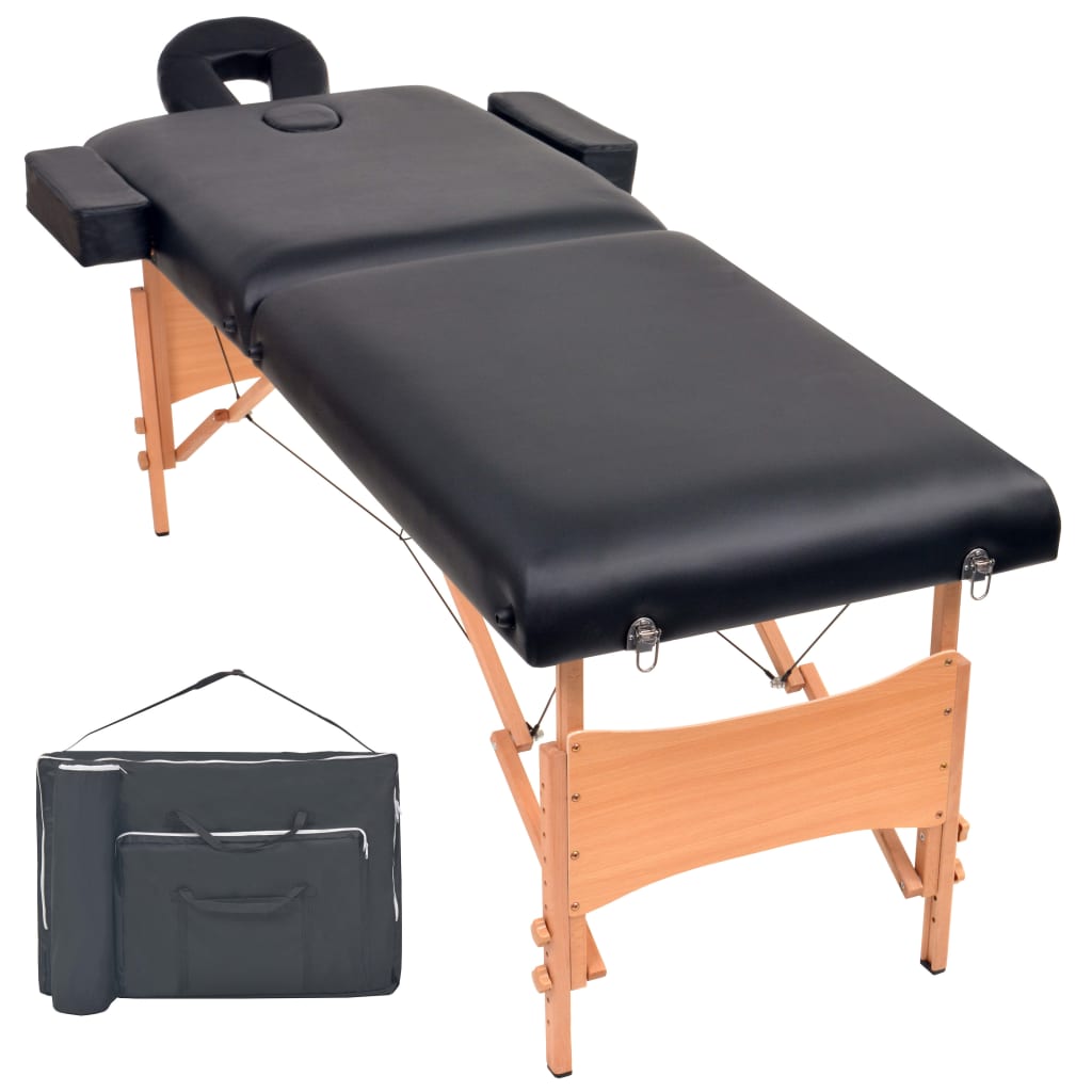 Massagetafel inklapbaar 2 zones 10 cm dik zwart is nu te koop bij PeponiXL, paradijselijk wonen!