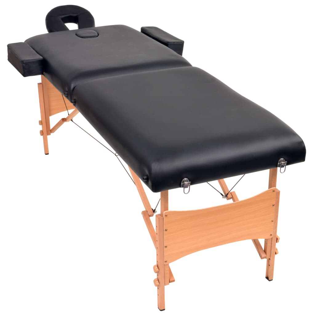 Massagetafel inklapbaar 2 zones 10 cm dik zwart is nu te koop bij PeponiXL, paradijselijk wonen!