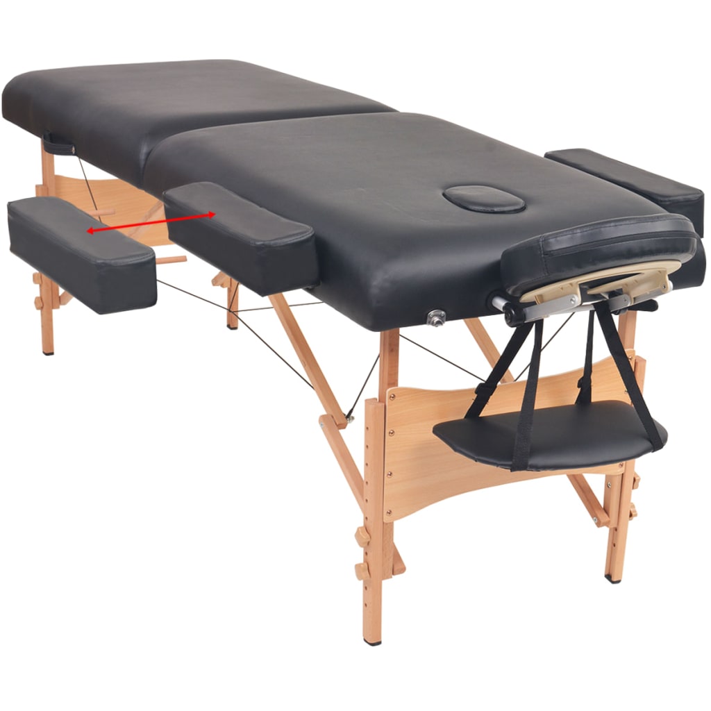 Massagetafel inklapbaar 2 zones 10 cm dik zwart is nu te koop bij PeponiXL, paradijselijk wonen!