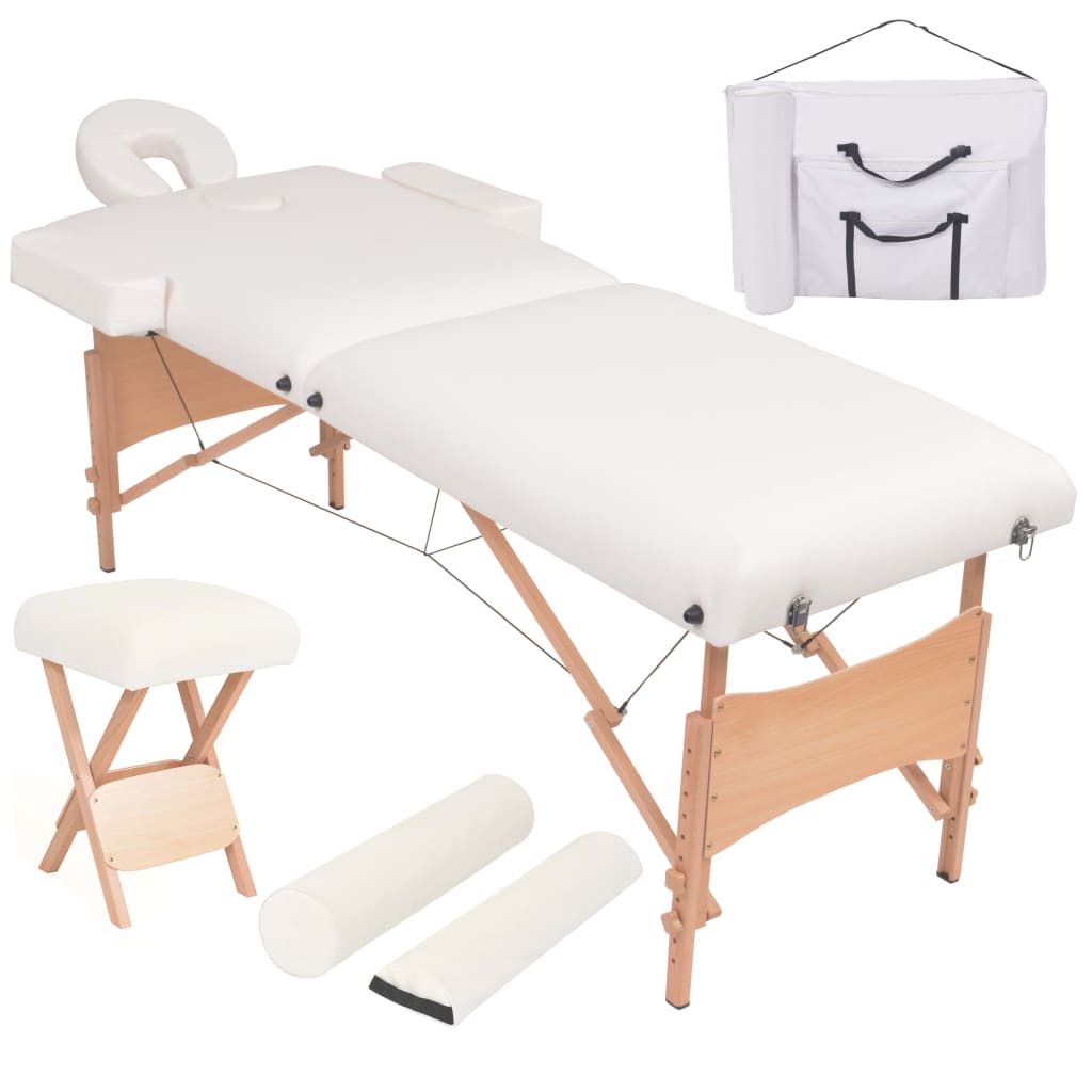 Massagetafel- en krukset inklapbaar 2 zones 10 cm dik wit is nu te koop bij PeponiXL, paradijselijk wonen!