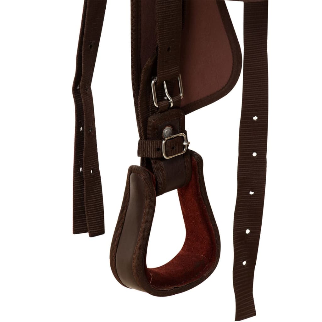 Western zadel, hoofdstel en borstriem 15" echt leer bruin is nu te koop bij PeponiXL, paradijselijk wonen!