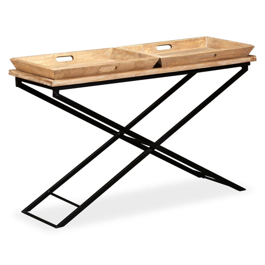 Wandtafel 130x40x80 cm massief mangohout is nu te koop bij PeponiXL, paradijselijk wonen!