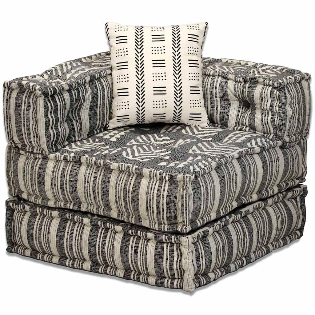 Poef vierzits modulair stof gestreept grijs is nu te koop bij PeponiXL, paradijselijk wonen!