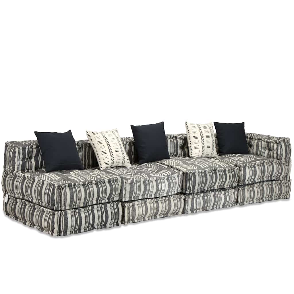 Poef vierzits modulair stof gestreept grijs is nu te koop bij PeponiXL, paradijselijk wonen!
