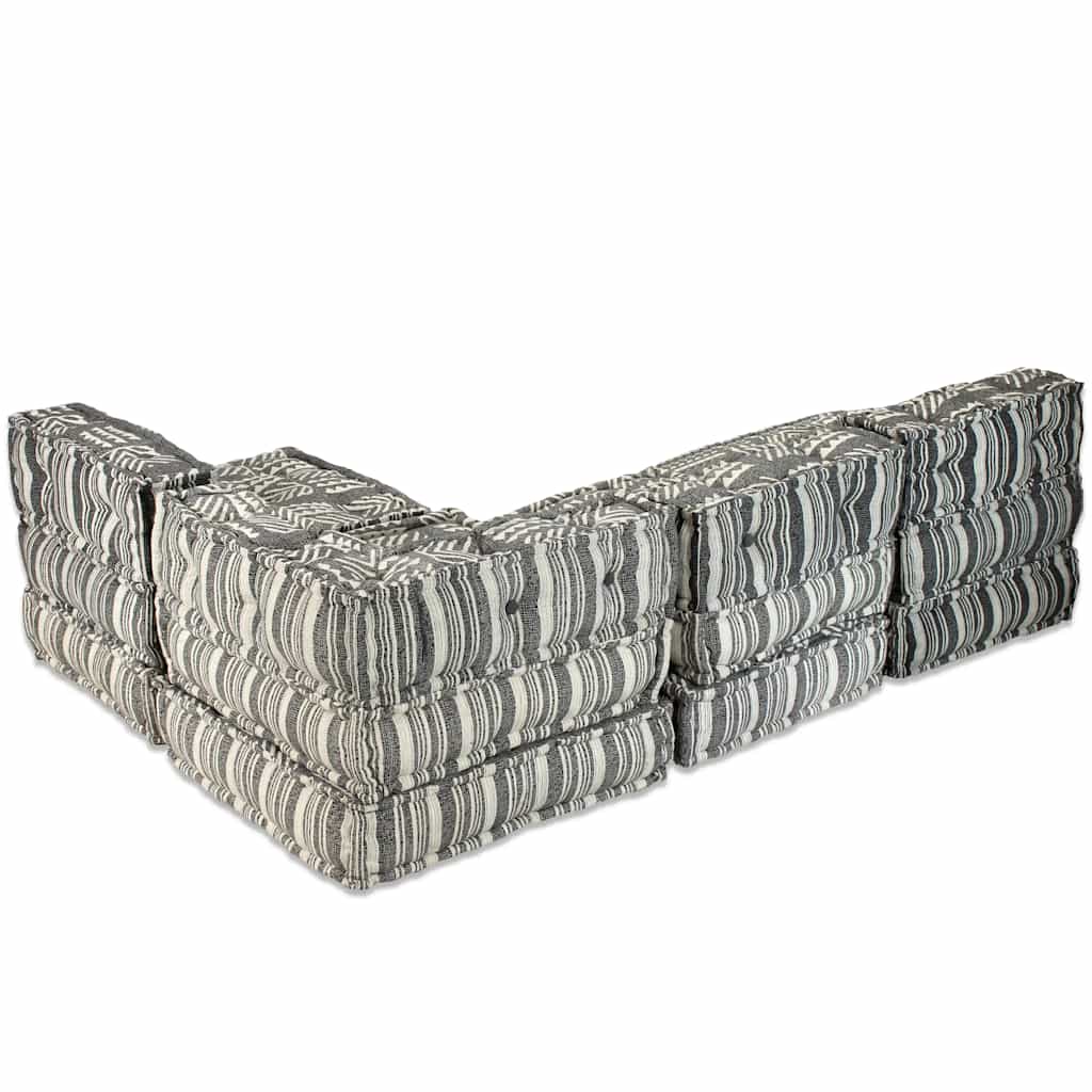 Poef vierzits modulair stof gestreept grijs is nu te koop bij PeponiXL, paradijselijk wonen!