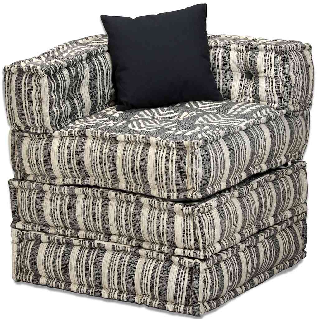 Poef vierzits modulair stof gestreept grijs is nu te koop bij PeponiXL, paradijselijk wonen!