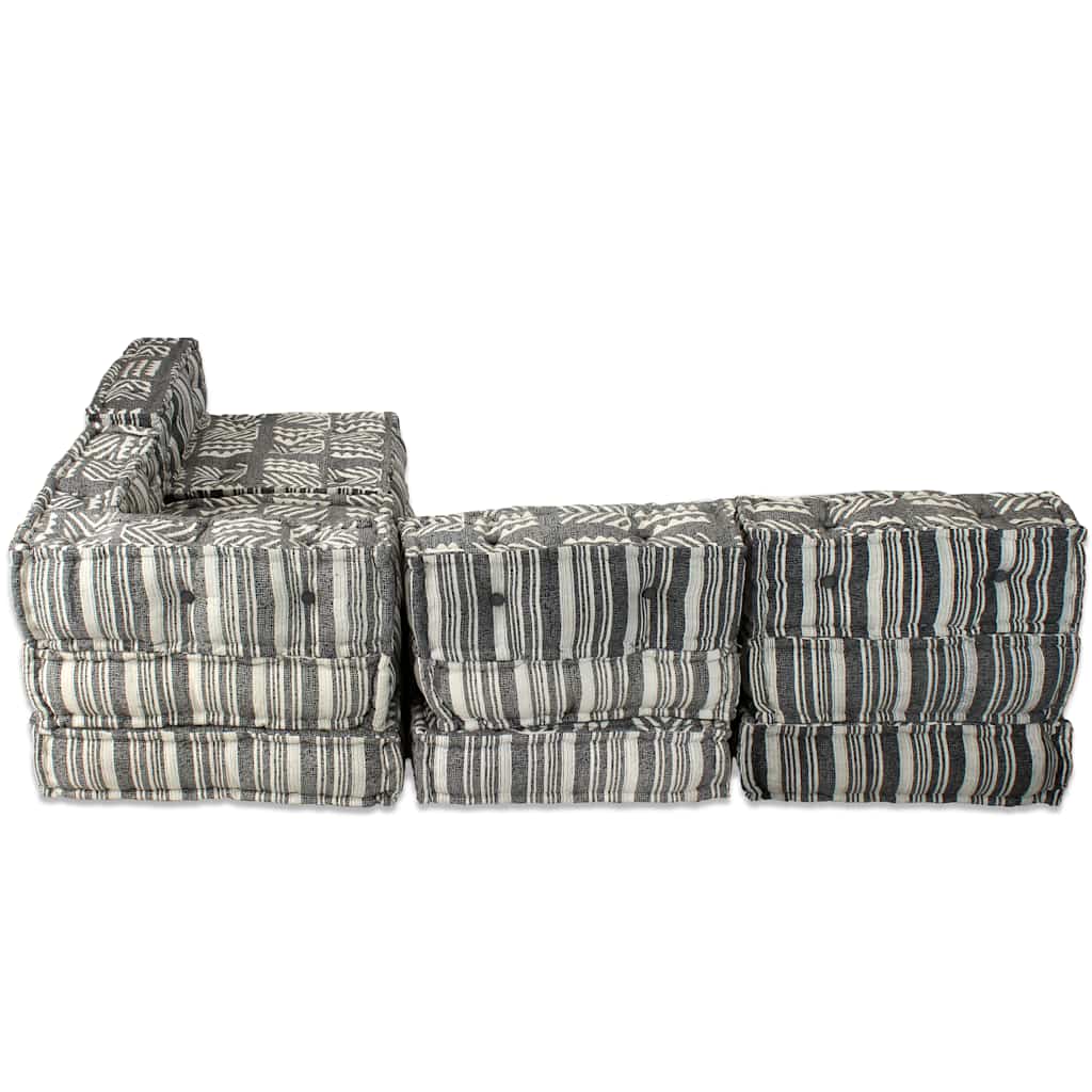Poef vierzits modulair stof gestreept grijs is nu te koop bij PeponiXL, paradijselijk wonen!