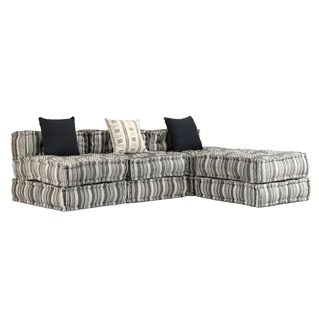 Poef driezits modulair stof gestreept grijs is nu te koop bij PeponiXL, paradijselijk wonen!