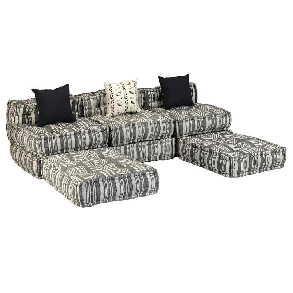 Poef driezits modulair stof gestreept grijs is nu te koop bij PeponiXL, paradijselijk wonen!