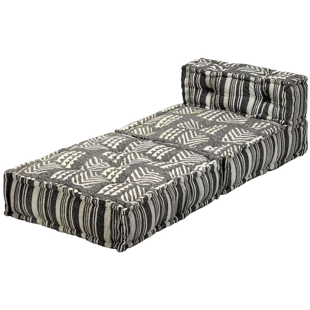 Poef driezits modulair stof gestreept grijs is nu te koop bij PeponiXL, paradijselijk wonen!
