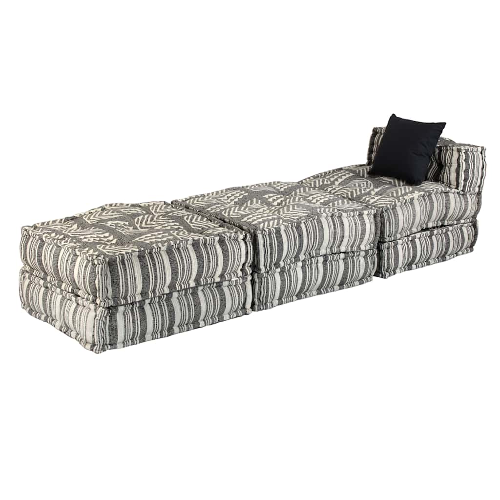 Poef driezits modulair stof gestreept grijs is nu te koop bij PeponiXL, paradijselijk wonen!