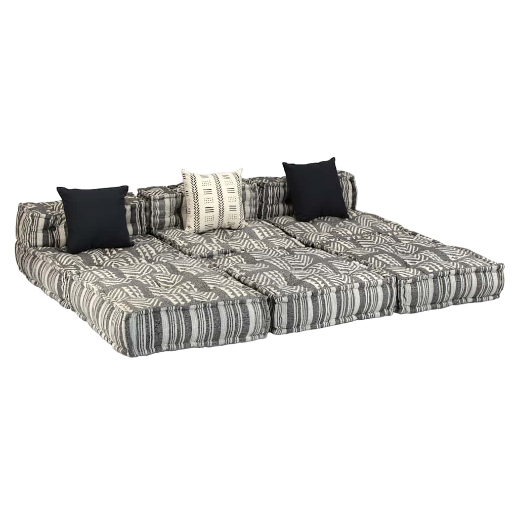 Poef driezits modulair stof gestreept grijs is nu te koop bij PeponiXL, paradijselijk wonen!