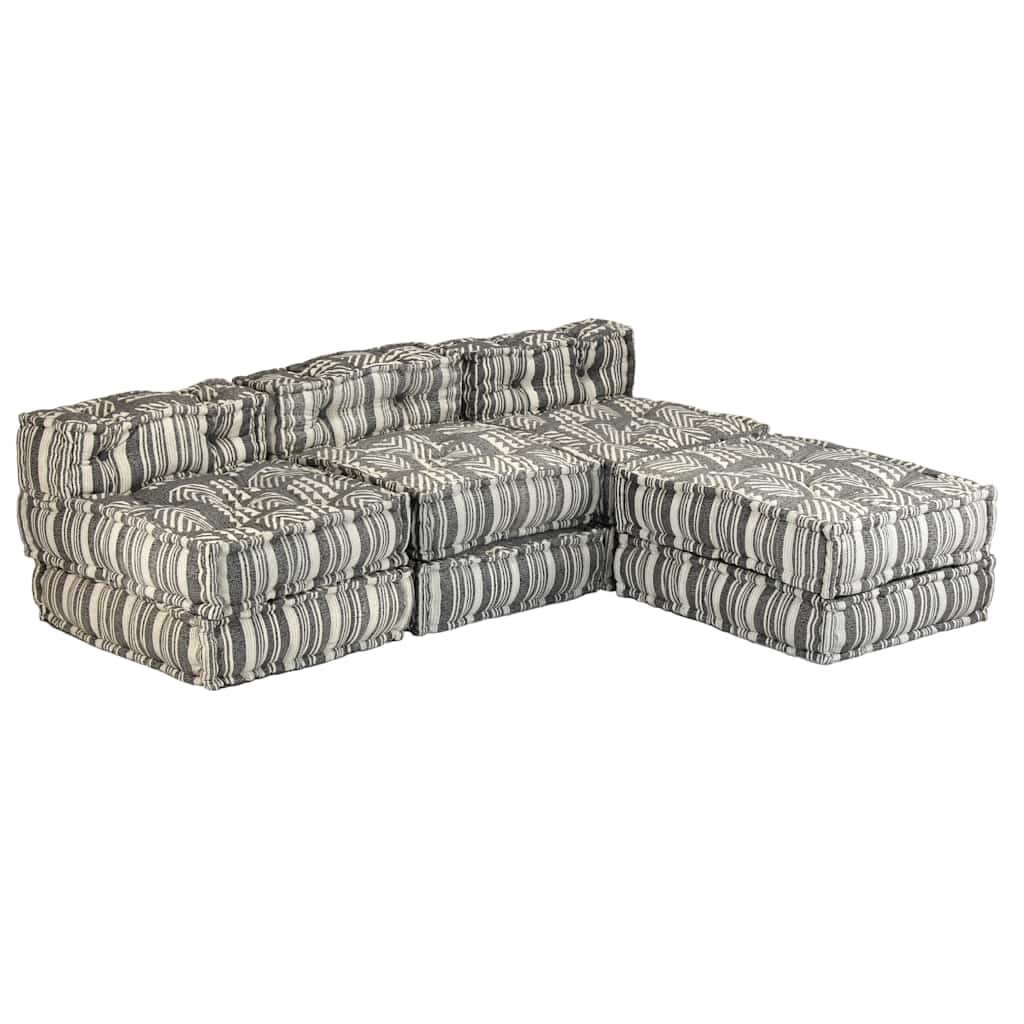 Poef driezits modulair stof gestreept grijs is nu te koop bij PeponiXL, paradijselijk wonen!