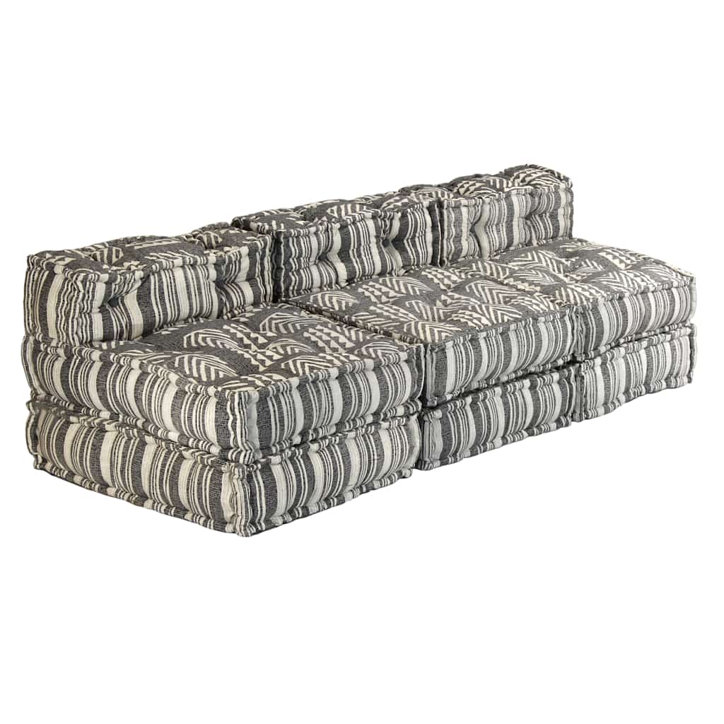 Poef driezits modulair stof gestreept grijs is nu te koop bij PeponiXL, paradijselijk wonen!