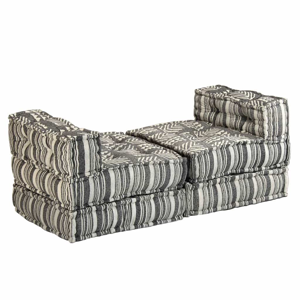 Poef driezits modulair stof gestreept grijs is nu te koop bij PeponiXL, paradijselijk wonen!