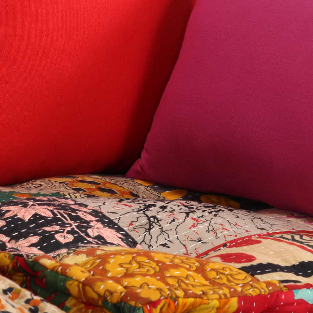 Poef tweezits modulair stof patchwork is nu te koop bij PeponiXL, paradijselijk wonen!