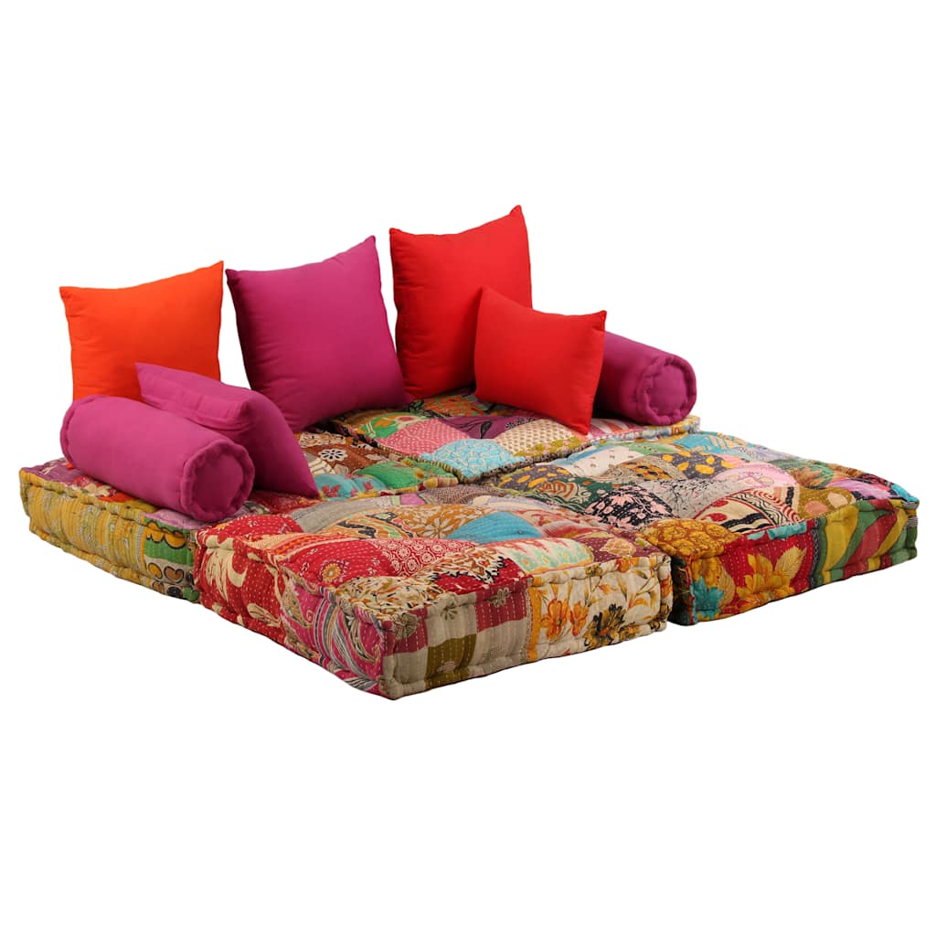 Poef tweezits modulair stof patchwork is nu te koop bij PeponiXL, paradijselijk wonen!