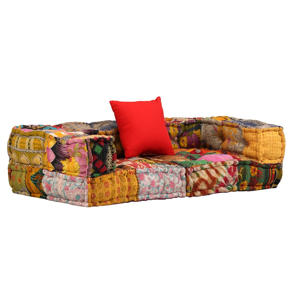 Poef tweezits modulair stof patchwork is nu te koop bij PeponiXL, paradijselijk wonen!