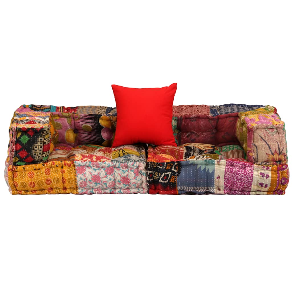 Poef tweezits modulair stof patchwork is nu te koop bij PeponiXL, paradijselijk wonen!