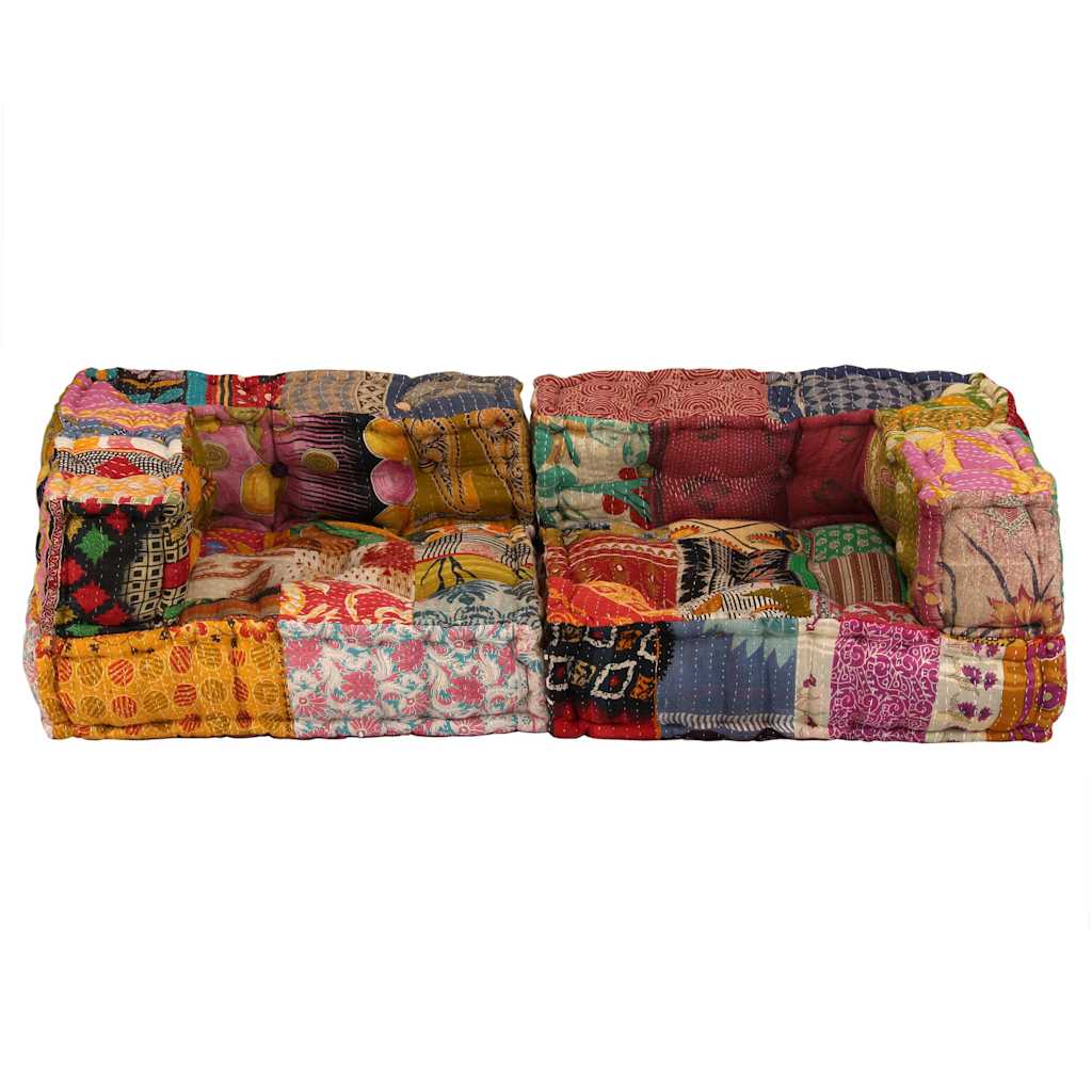 Poef tweezits modulair stof patchwork is nu te koop bij PeponiXL, paradijselijk wonen!