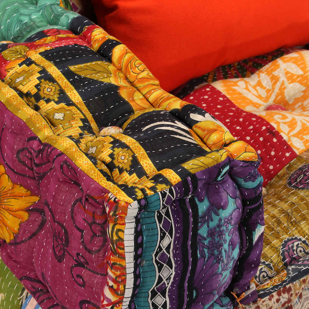 Poef tweezits modulair stof patchwork is nu te koop bij PeponiXL, paradijselijk wonen!