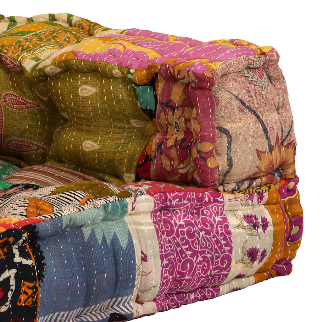 Poef tweezits modulair stof patchwork is nu te koop bij PeponiXL, paradijselijk wonen!