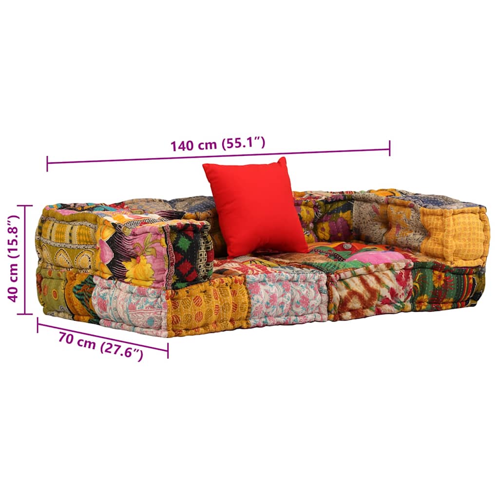 Poef tweezits modulair stof patchwork is nu te koop bij PeponiXL, paradijselijk wonen!