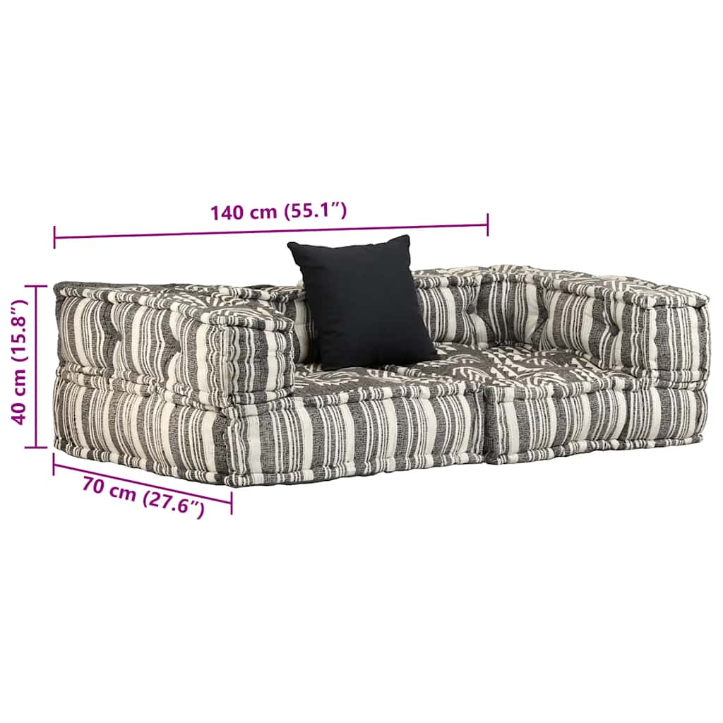 Poef tweezits modulair stof gestreept grijs is nu te koop bij PeponiXL, paradijselijk wonen!