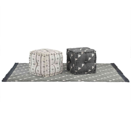 Pouffes Geometrisch Grijs en Wit 40 x 40 x 40 cm Stof is nu te koop bij PeponiXL, paradijselijk wonen!